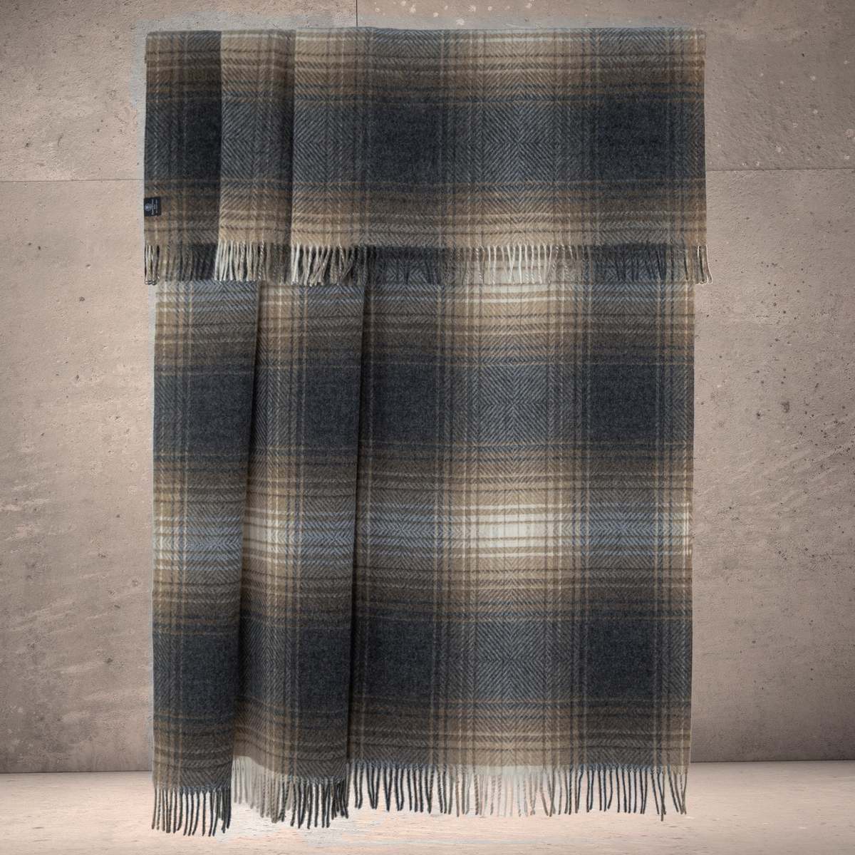 Prince of Scots Highland Tweeds Shetland Lambswool Throw - Ombre Natural - Image 1 of 8