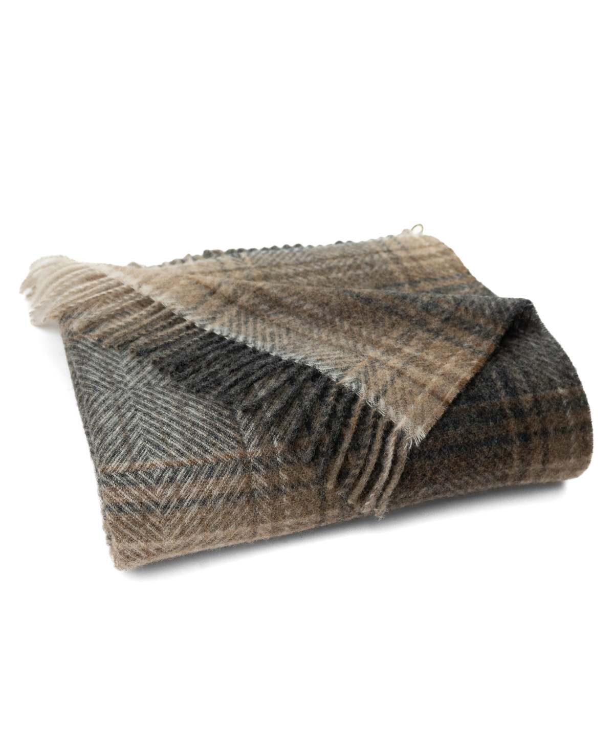 Prince of Scots Highland Tweeds Shetland Lambswool Throw - Ombre Natural - Image 3 of 8