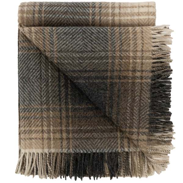 Prince of Scots Highland Tweeds Shetland Lambswool Throw - Ombre Natural