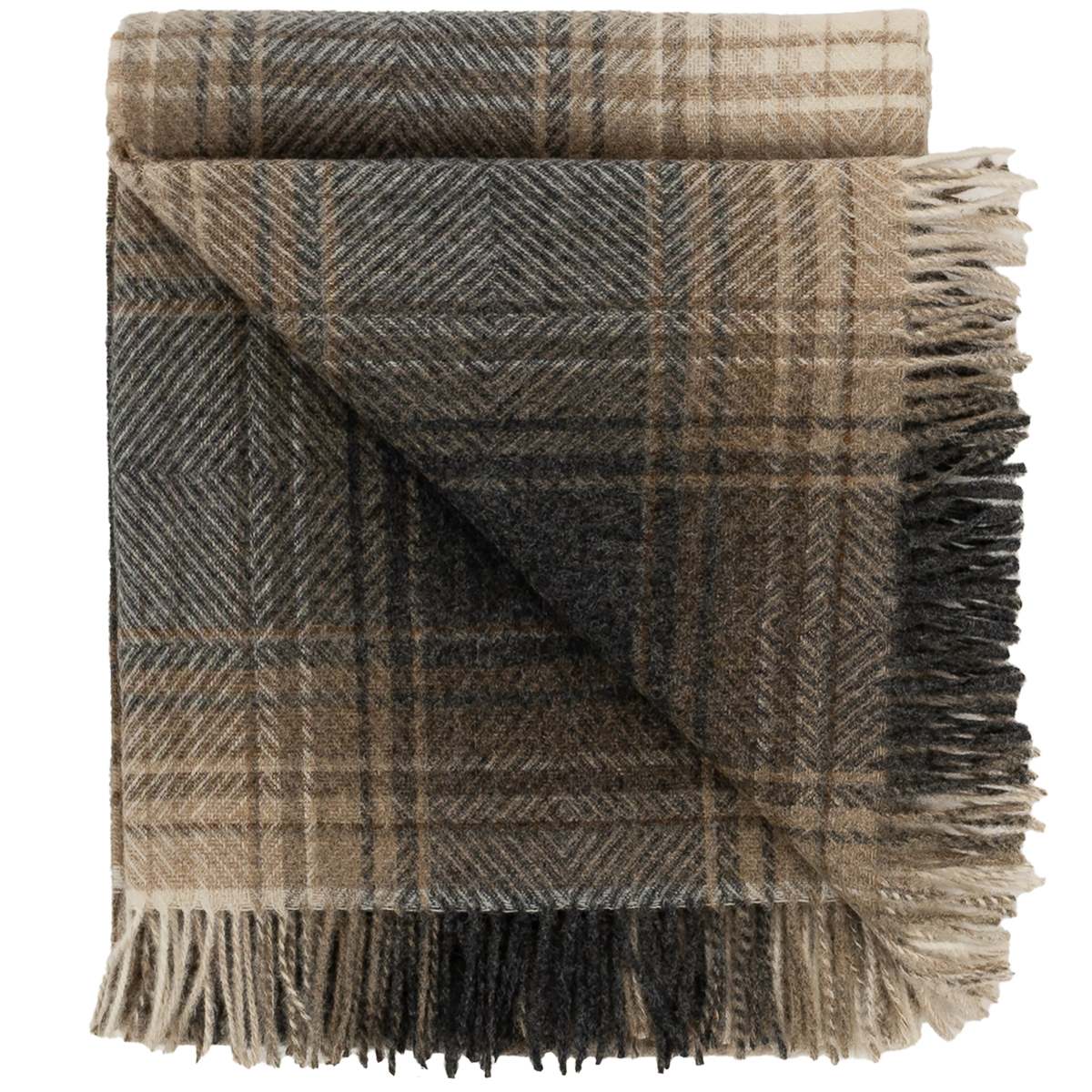 Prince of Scots Highland Tweeds Shetland Lambswool Throw - Ombre Natural - Image 6 of 8