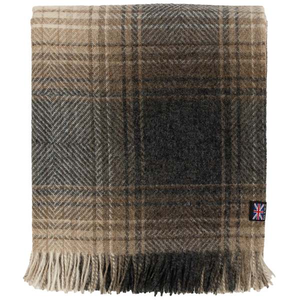 Prince of Scots Highland Tweeds Shetland Lambswool Throw - Ombre Natural