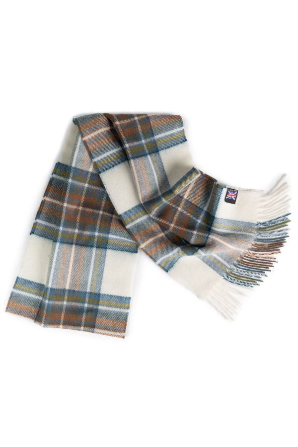 Prince of Scots Merino Lambswool Tartan Scarf - Muted Blue