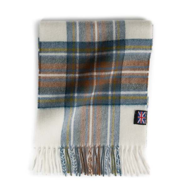 Prince of Scots Merino Lambswool Tartan Scarf - Muted Blue