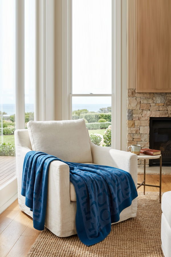 Prince of Scots Merino Wool Fleece Throw - Blue Expletive