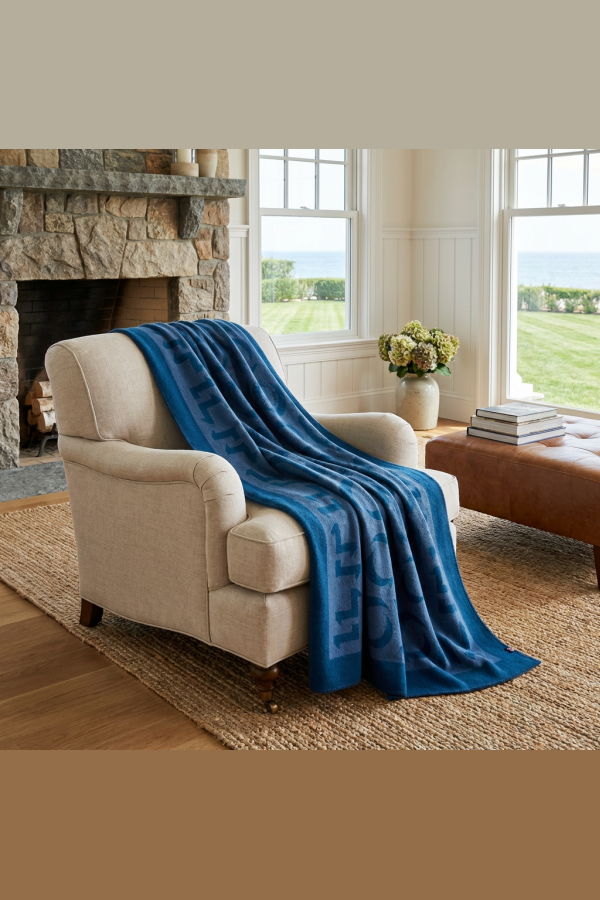 Prince of Scots Merino Wool Fleece Throw - Blue Expletive
