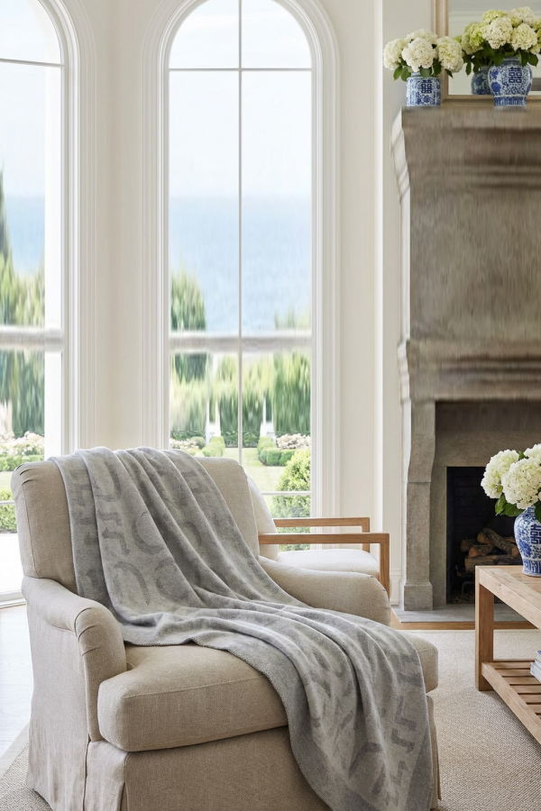 Prince of Scots Merino Wool Fleece Throw - Natural Expletive