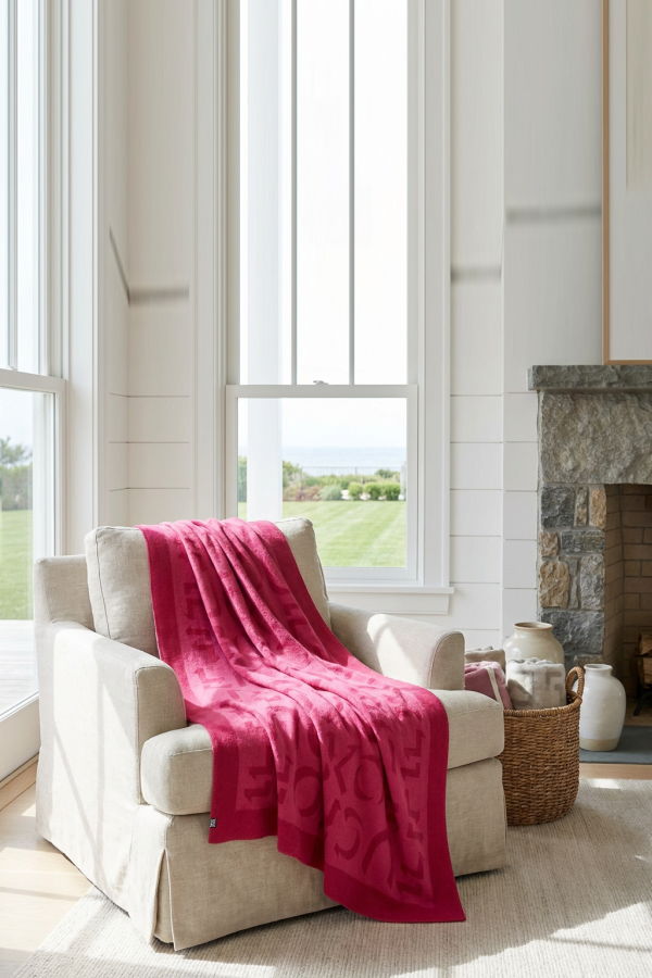 Prince of Scots Merino Wool Fleece Throw - Pink Expletive