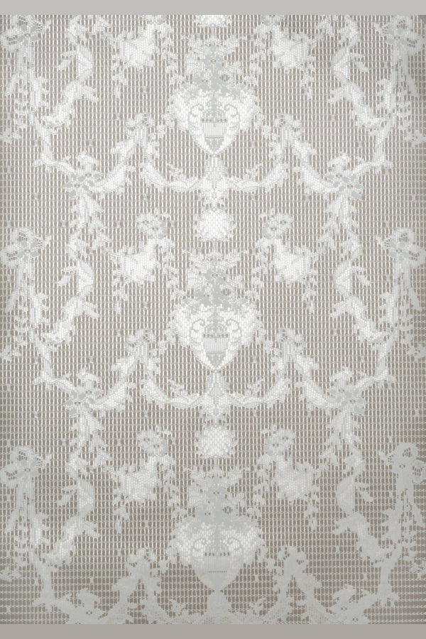 Prince of Scots Ribbon Damask Paper Lace Wallpaper