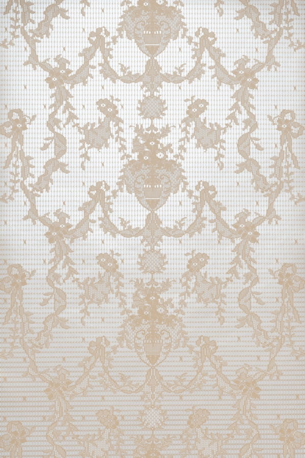 Prince of Scots Ribbon Damask Paper Lace Wallpaper