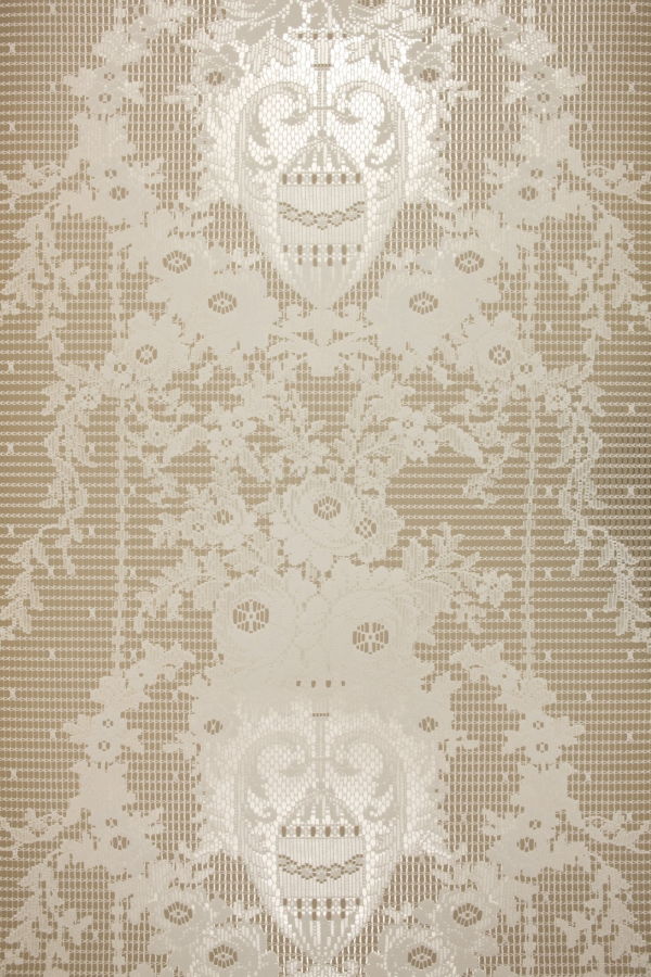 Prince of Scots Rose Damask Paper Lace Wallpaper