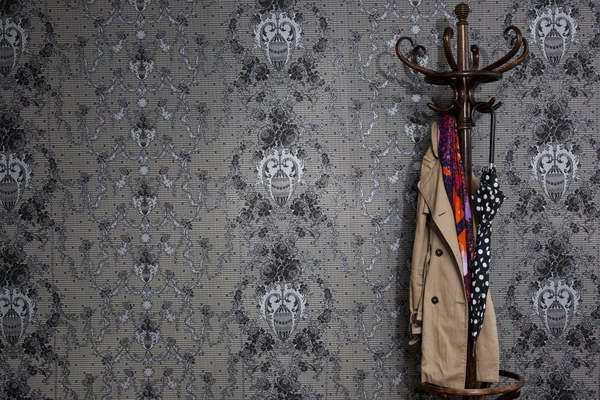 Prince of Scots Rose Damask Paper Lace Vinyl Wallpaper