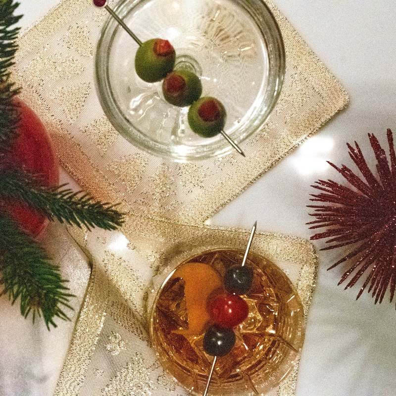 Prince of Scots Scottish Leno Gauze Cocktail Napkins - Madras Gold