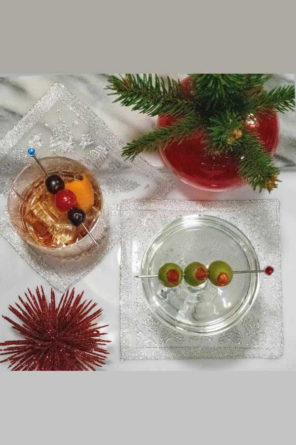 Prince of Scots Scottish Leno Gauze Cocktail Napkins - White/Silver