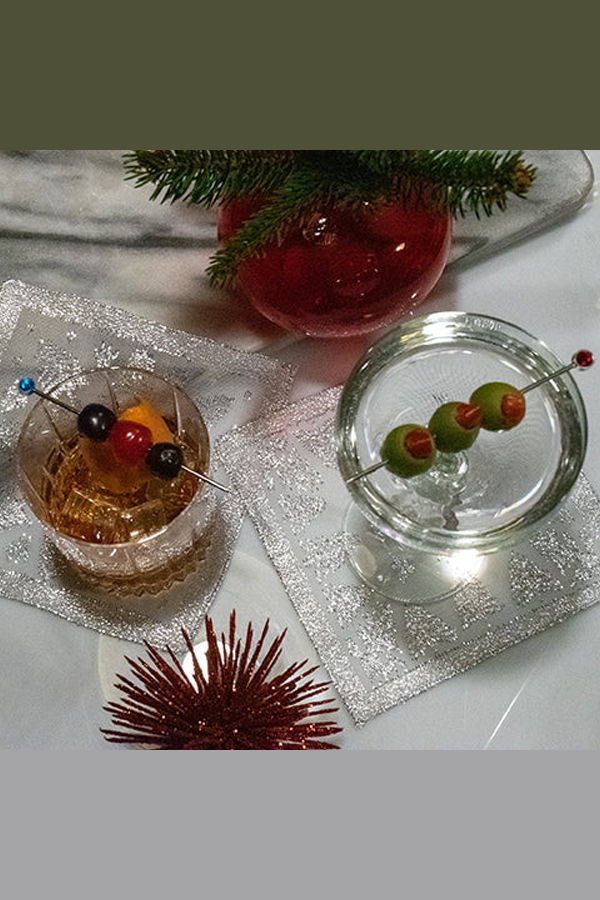 Prince of Scots Scottish Leno Gauze Cocktail Napkins - White/Silver