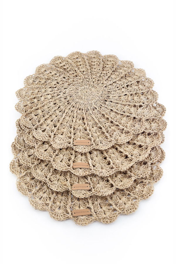 Tallo de Olivo Gio Hand Crocheted Round Placemat Set of 4
