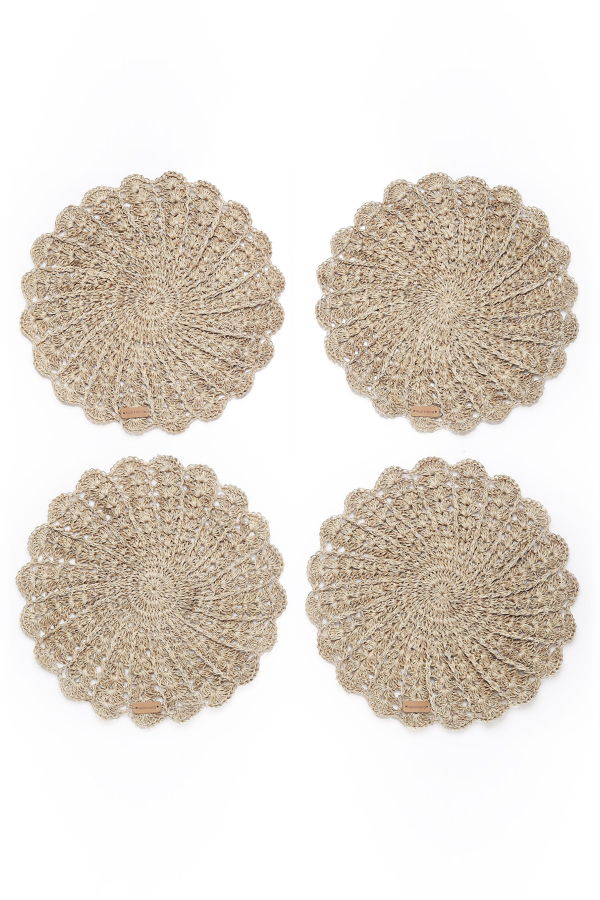 Tallo de Olivo Gio Hand Crocheted Round Placemat Set of 4