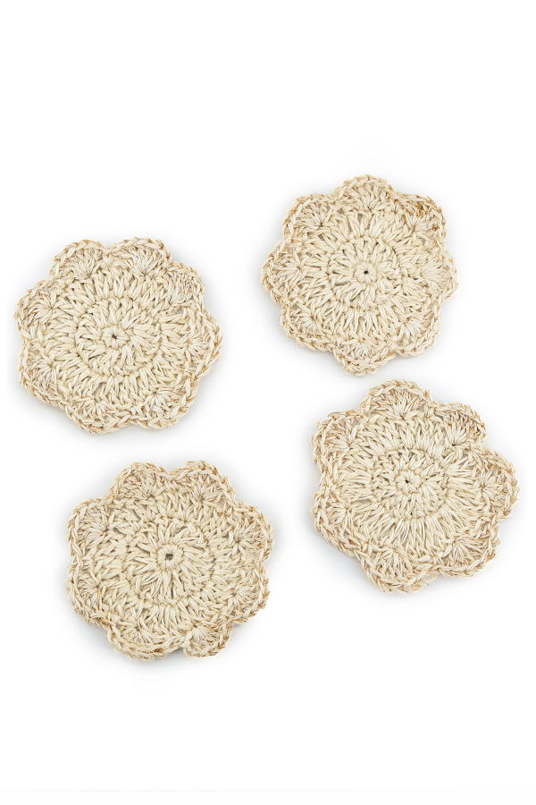 Tallo de Olivo Set of 4 Hand Crocheted Coasters - Verbena