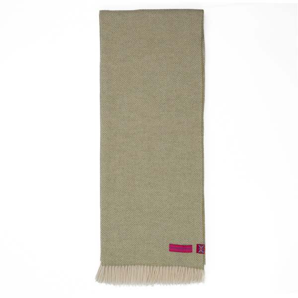 Prince of Scots Southampton Home Merino Wool Herringbone Throw - Celery