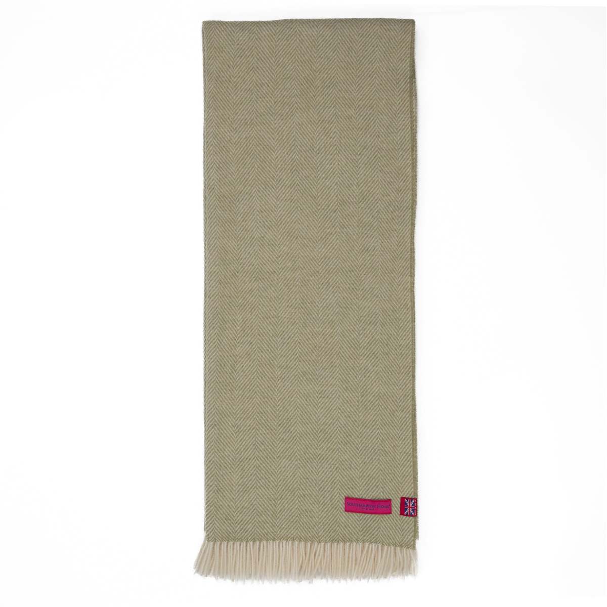 Prince of Scots Southampton Home Merino Wool Herringbone Throw - Celery - Image 6 of 11