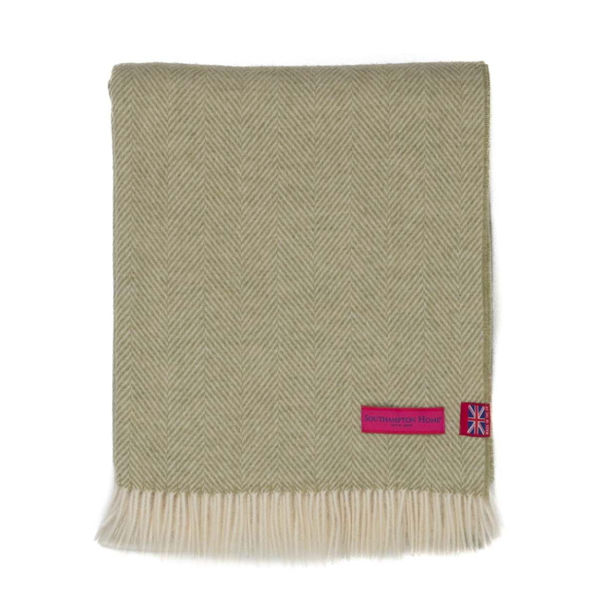 Prince of Scots Southampton Home Merino Wool Herringbone Throw - Celery - Image 7 of 11