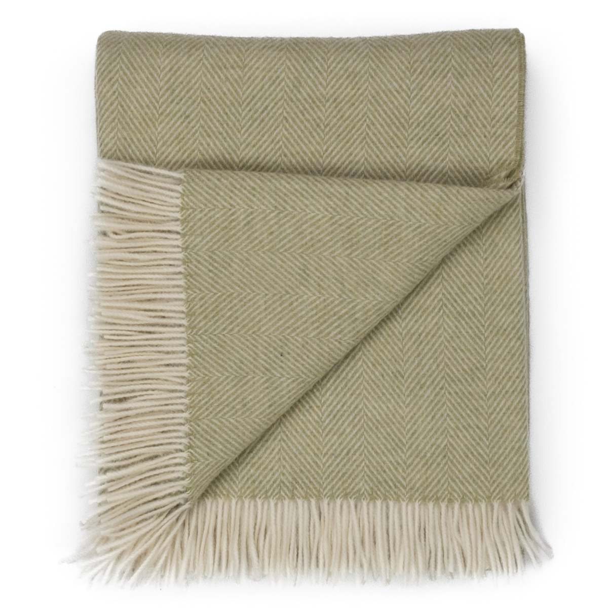 Prince of Scots Southampton Home Merino Wool Herringbone Throw - Celery - Image 8 of 11