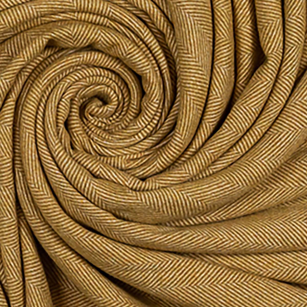 Prince of Scots Southampton Home Merino Wool Herringbone Throw - Gold - Image 7 of 7