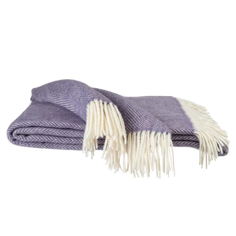 Prince of Scots Southampton Home Merino Wool Herringbone Throw - Lavender