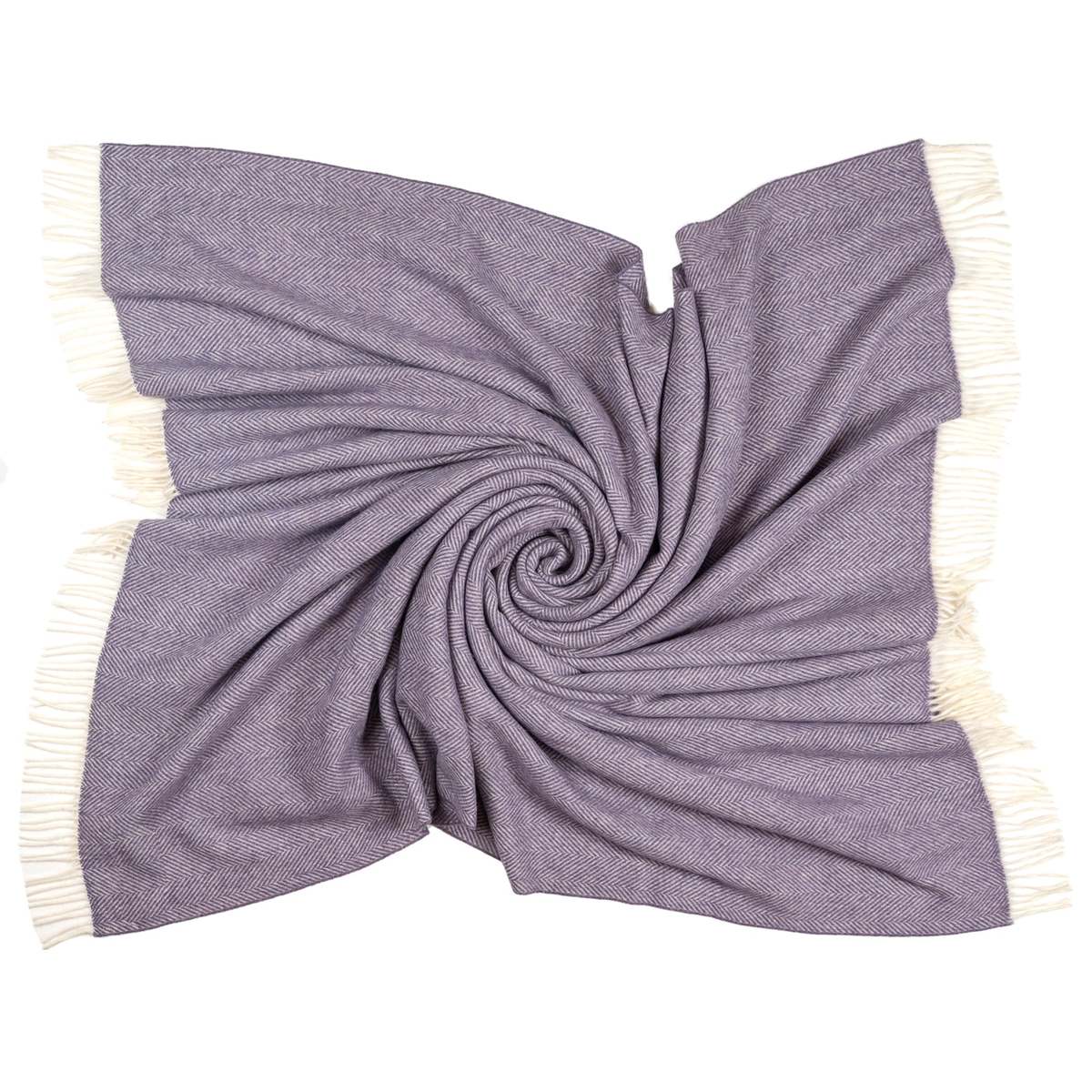 Prince of Scots Southampton Home Merino Wool Herringbone Throw - Lavender - Image 4 of 5