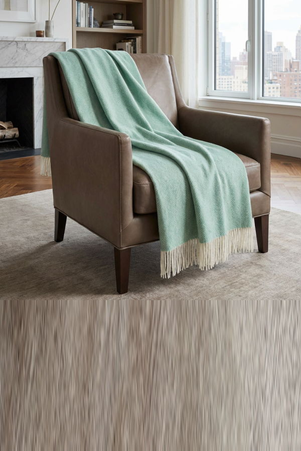 Prince of Scots Southampton Home Merino Wool Herringbone Throw - Sea Glass
