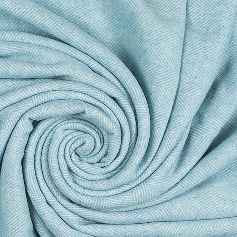Prince of Scots Southampton Home Merino Wool Herringbone Throw - Sky Blue