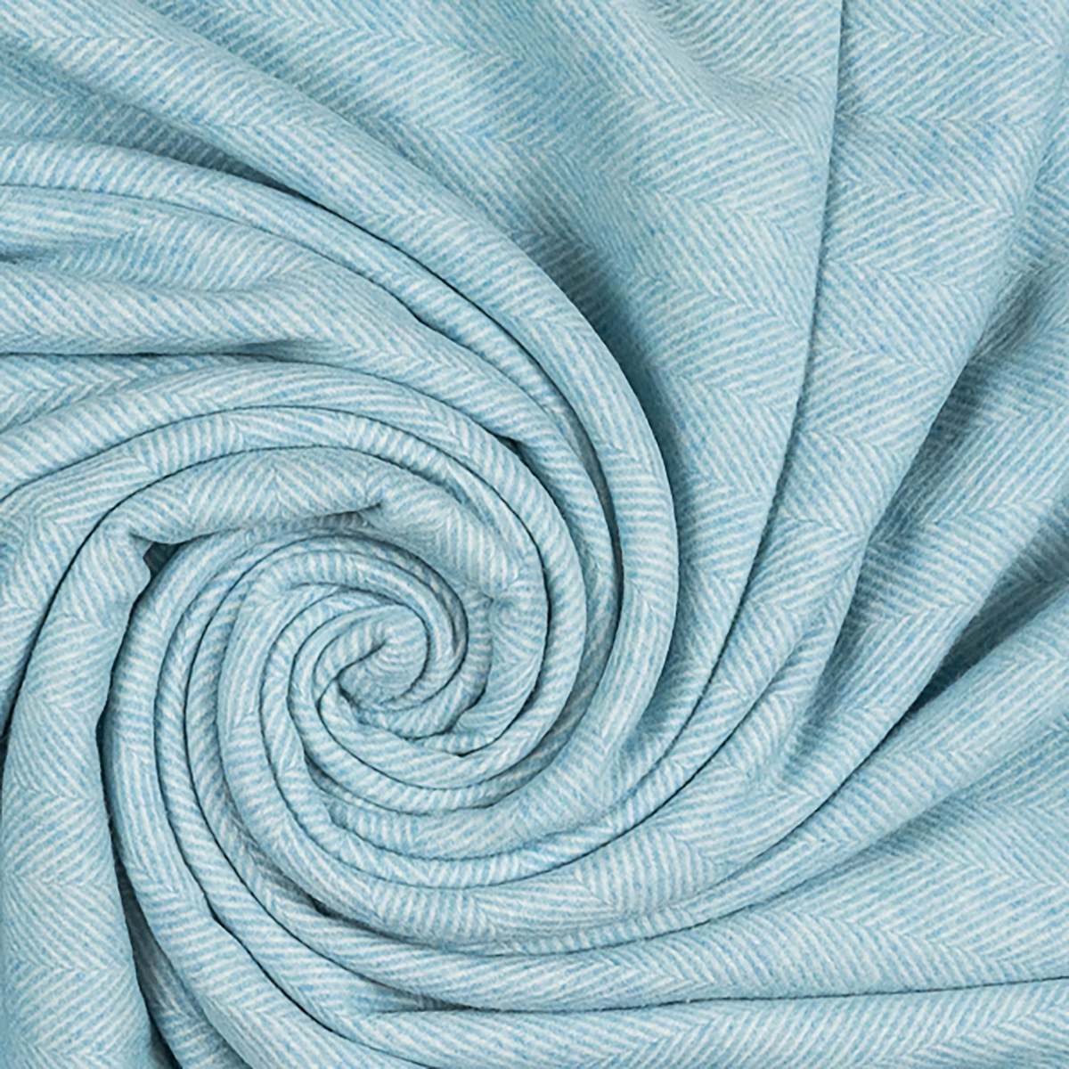Prince of Scots Southampton Home Merino Wool Herringbone Throw - Sky Blue - Image 4 of 4
