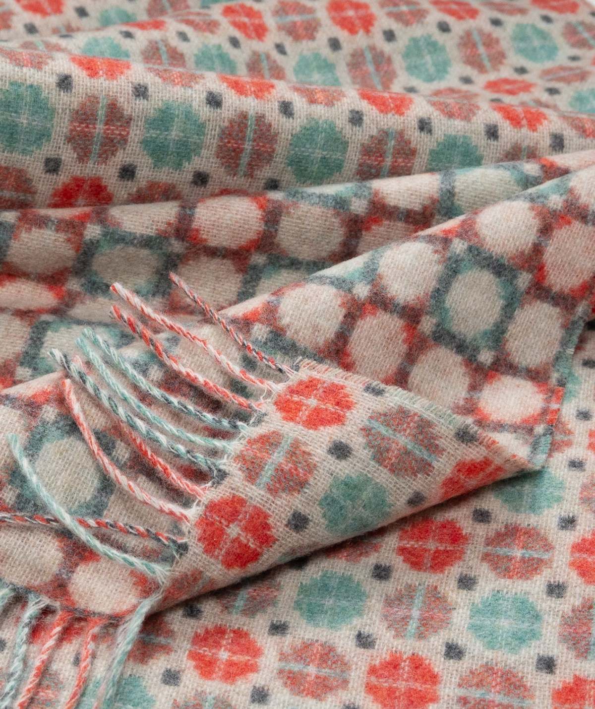 Prince of Scots Southampton Home Merino Wool Medallion Throw Blanket - Melon - Image 2 of 8