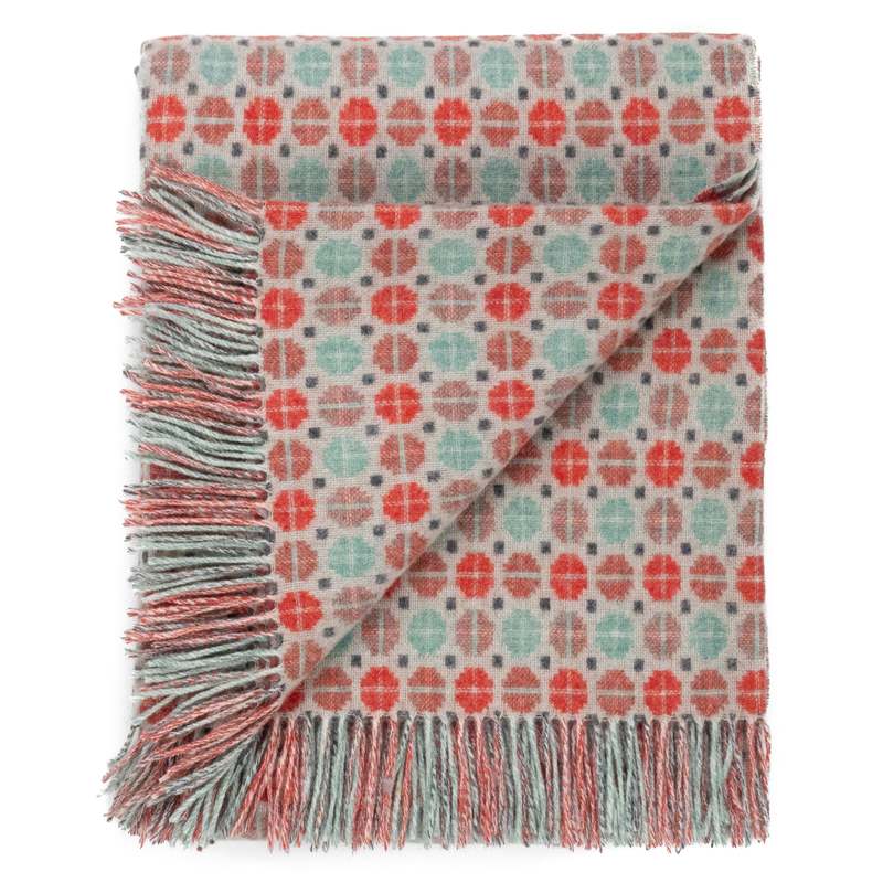 Prince of Scots Southampton Home Merino Wool Medallion Throw Blanket - Melon