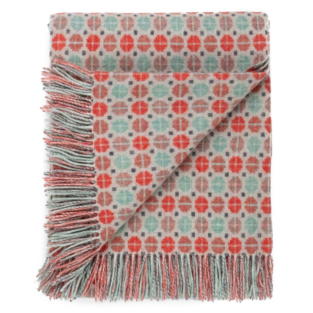 Prince of Scots Southampton Home Merino Wool Medallion Throw Blanket - Melon - Image 3 of 8