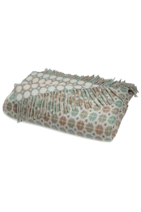 Prince of Scots Southampton Home Merino Wool Medallion Throw - Mint