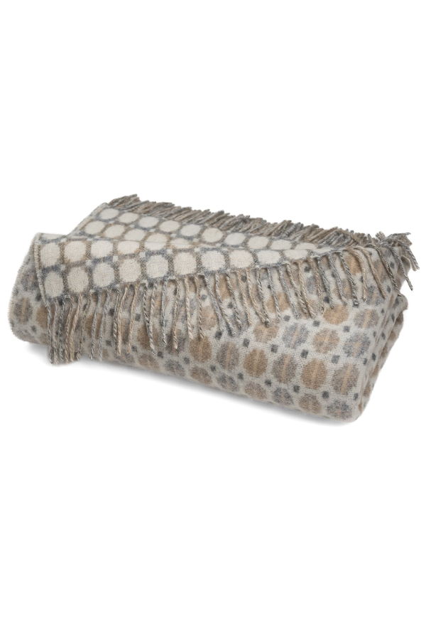 Prince of Scots Southampton Home Merino Wool Medallion Throw - Natural