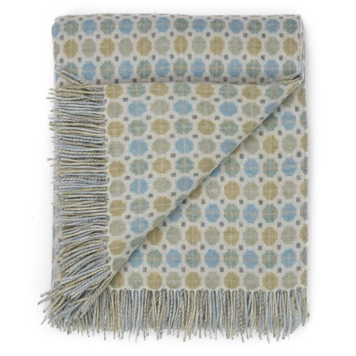 Prince of Scots Southampton Home Merino Wool Medallion Throw Blanket - Sky - Image 3 of 9
