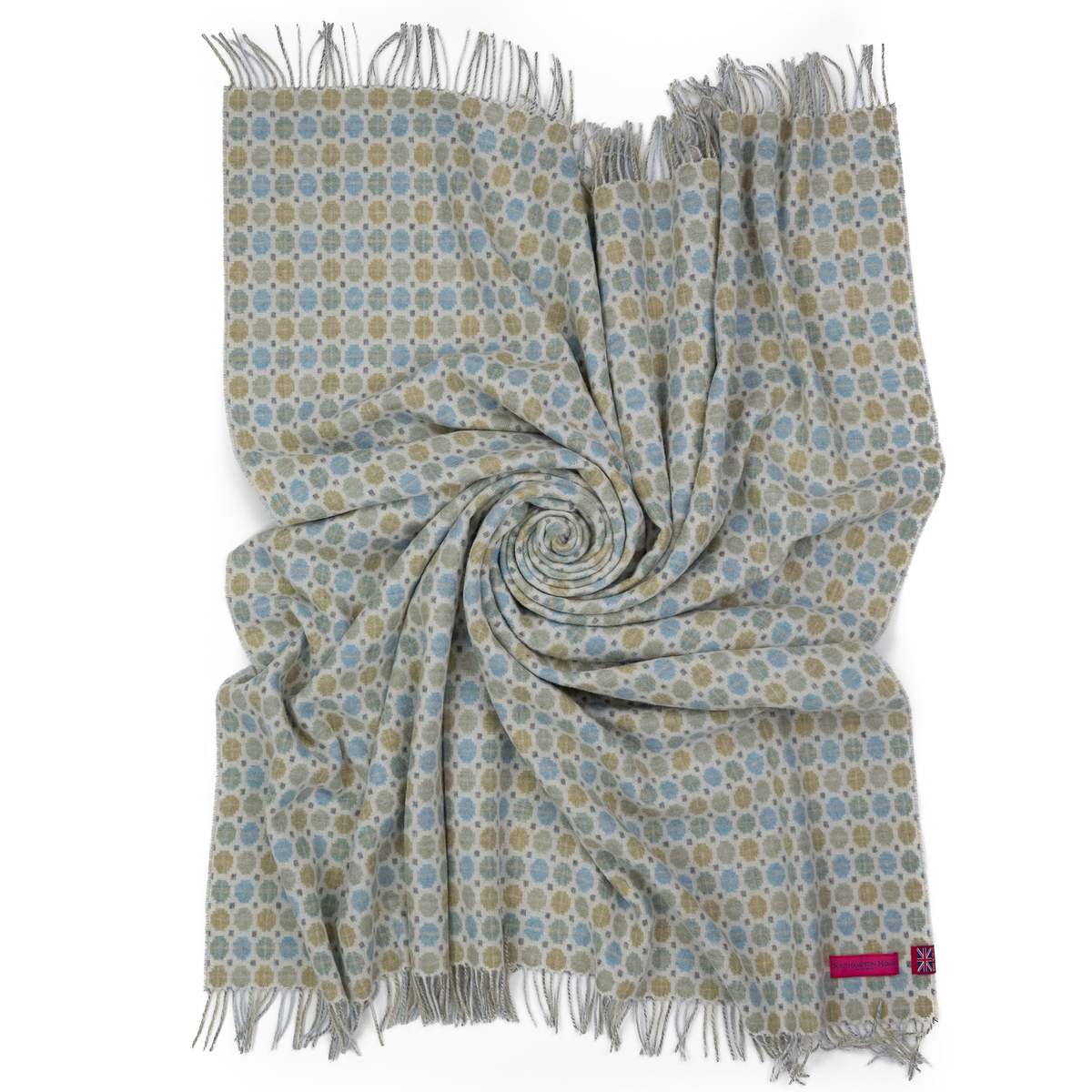 Prince of Scots Southampton Home Merino Wool Medallion Throw Blanket - Sky - Image 4 of 9
