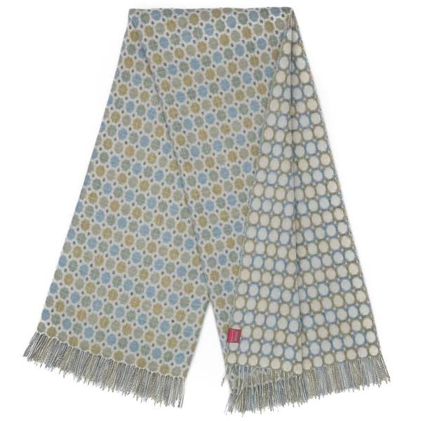 Prince of Scots Southampton Home Merino Wool Medallion Throw Blanket - Sky