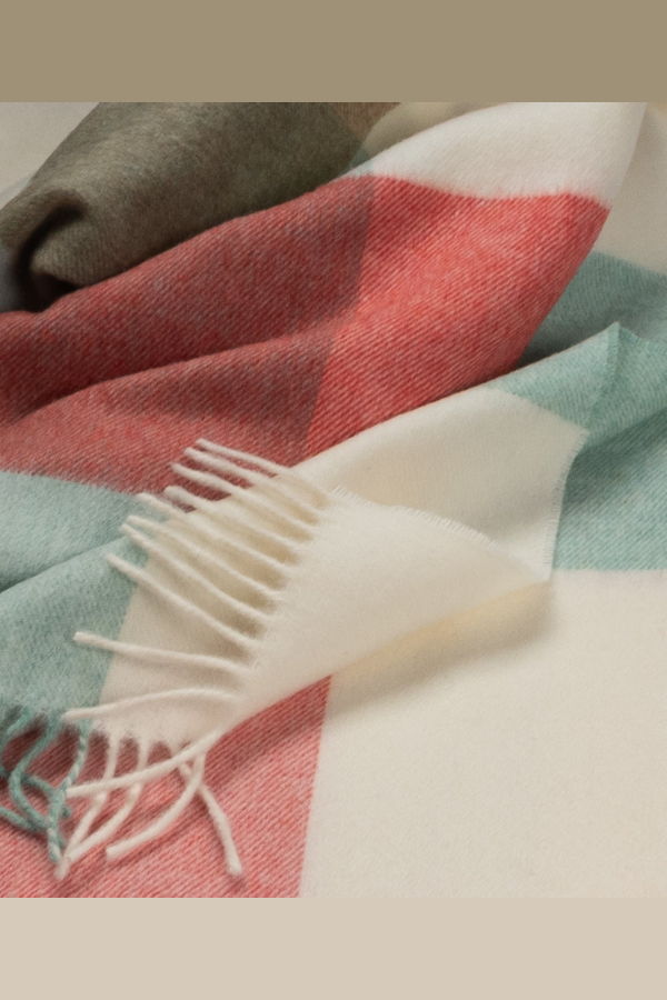 Prince of Scots Southampton Home Merino Wool Throw - Melon