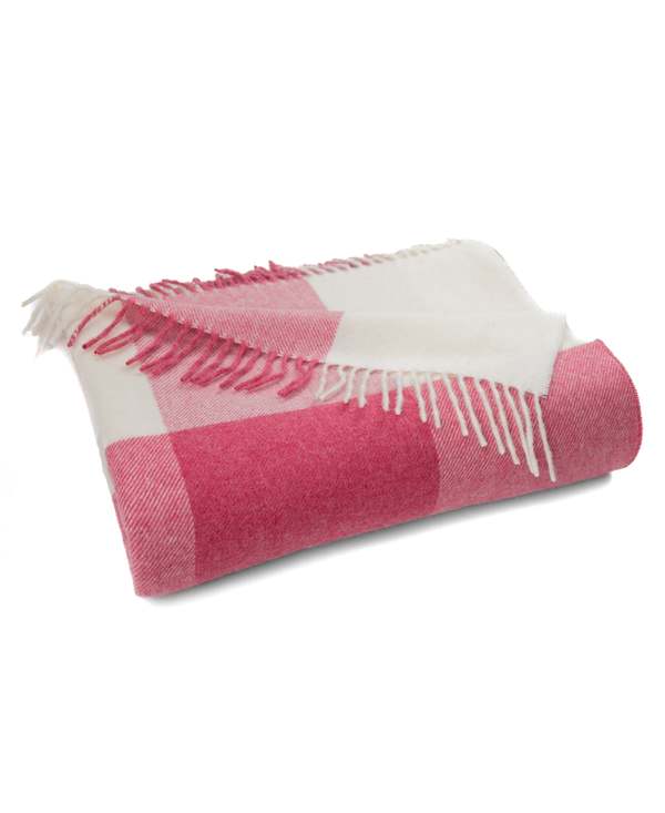 Prince of Scots Southampton Home Merino Wool Block Pink Throw