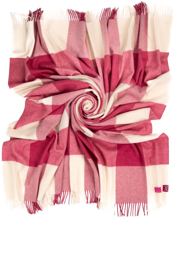 Prince of Scots Southampton Home Merino Wool Block Pink Throw