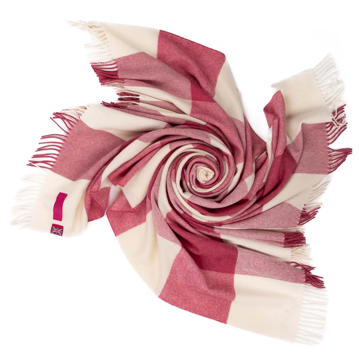 Prince of Scots Southampton Home Merino Wool Block Pink Throw - Image 3 of 8