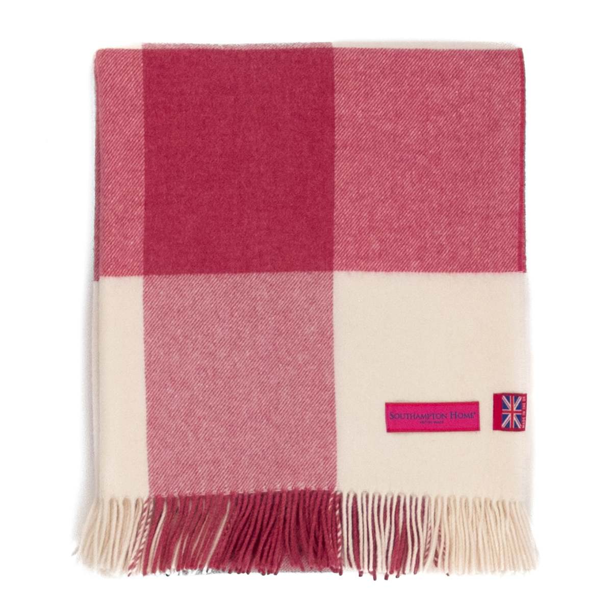 Prince of Scots Southampton Home Merino Wool Block Pink Throw - Image 6 of 8