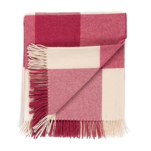 Prince of Scots Southampton Home Merino Wool Block Pink Throw