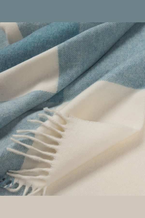 Prince of Scots Southampton Home Merino Wool Block Sky Throw
