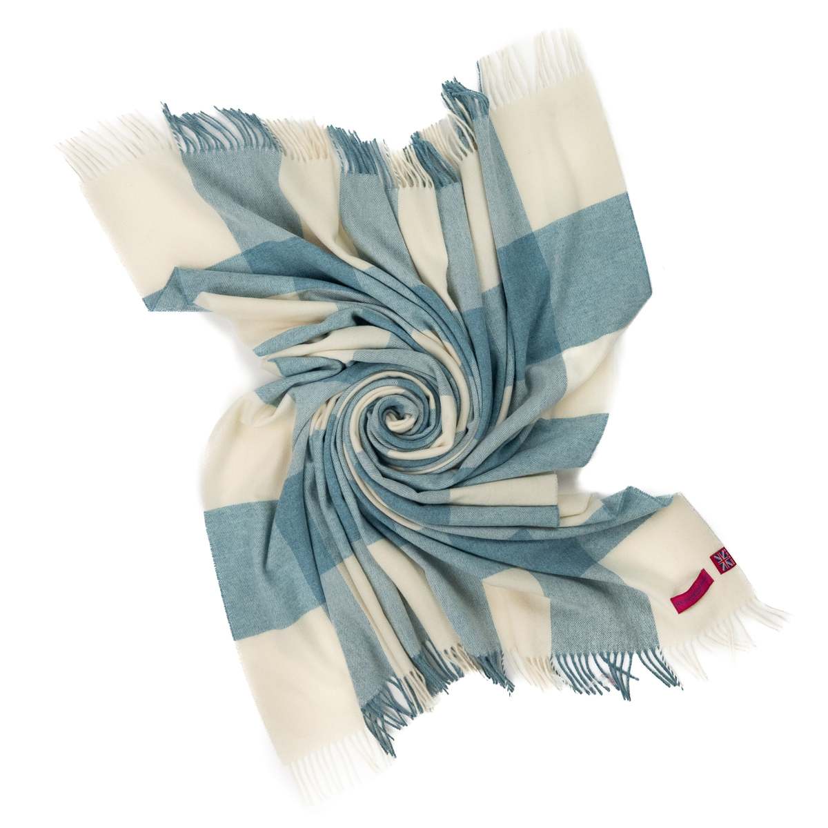Prince of Scots Southampton Home Merino Wool Block Sky Throw - Image 4 of 9