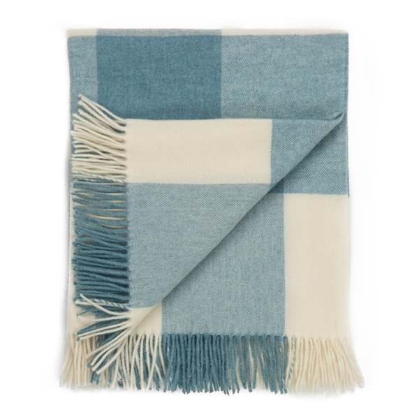 Prince of Scots Southampton Home Merino Wool Block Sky Throw
