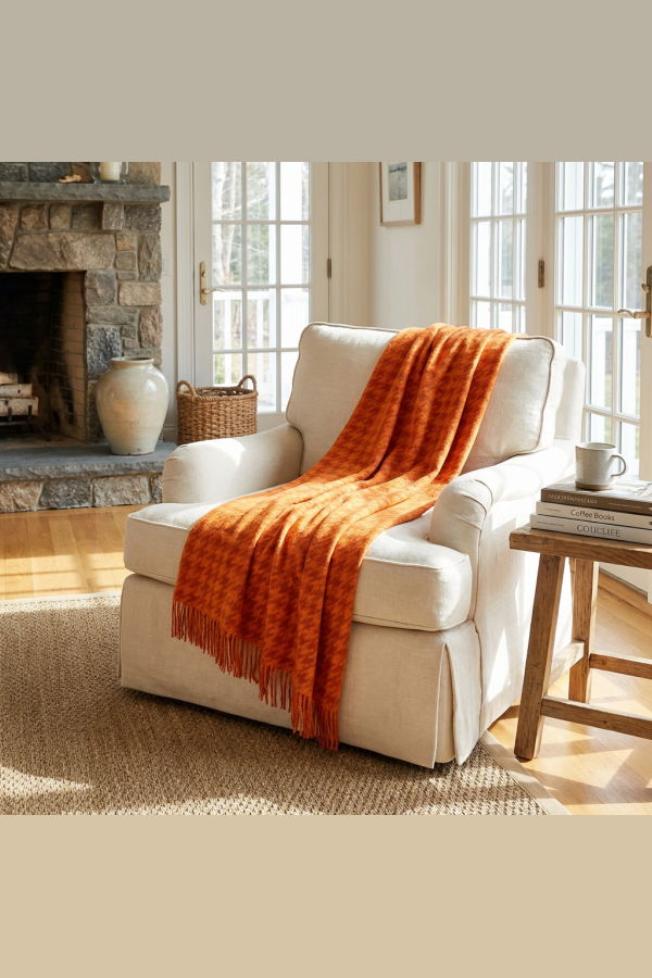 Prince of Scots Southampton Home Naturally Weighted Wool Houndstooth Throw