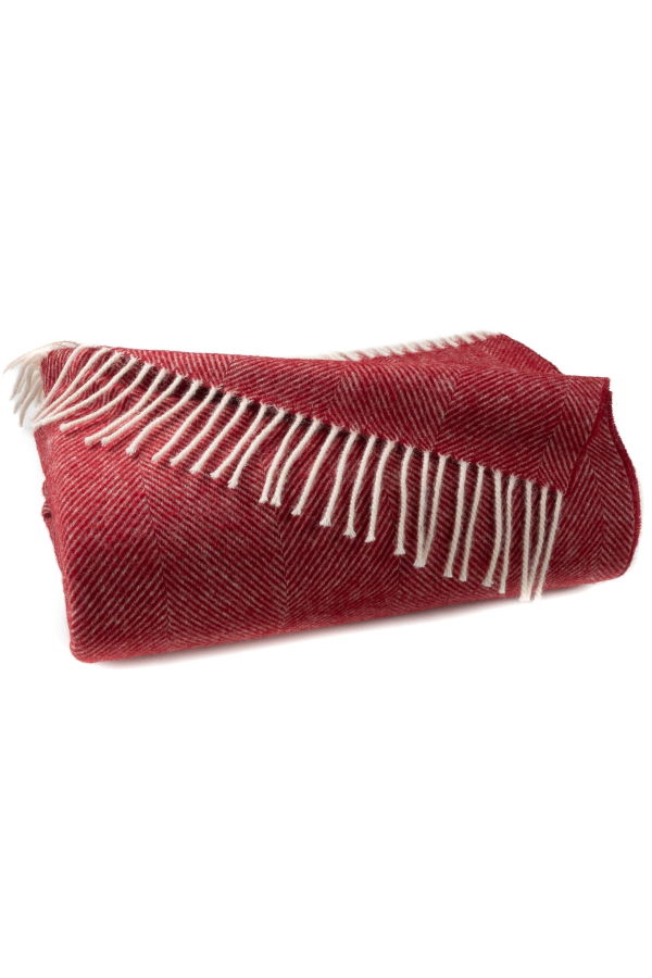 Prince of Scots Southampton Home Shetland Lambswool Herringbone Throw Blanket - Cherry